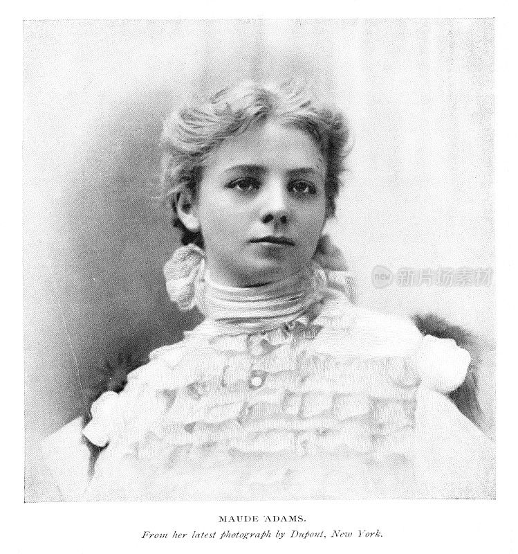 莫德·尤因·亚当斯肖像照，美国女演员，19-20世纪