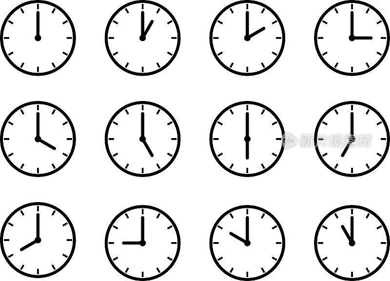 图标集时钟在1小时的增量