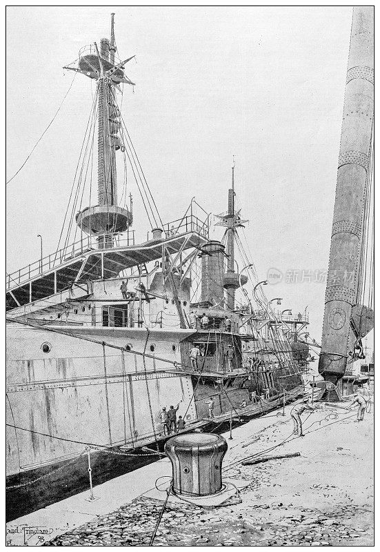 英国杂志上的古董图片:普利茅斯建造的战舰“海洋”号