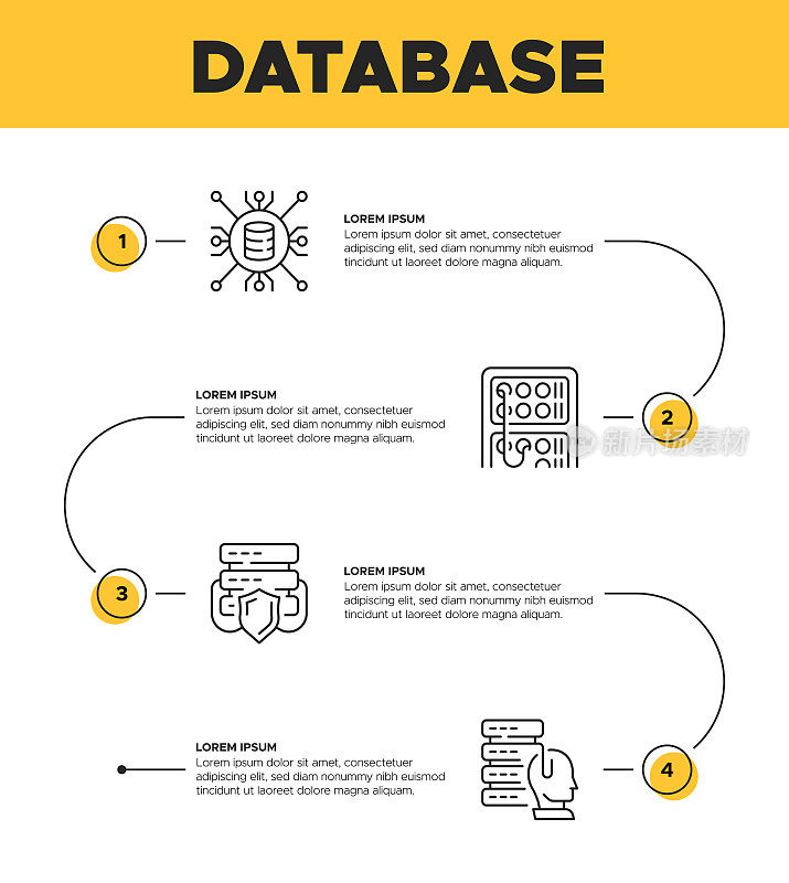 数据库信息图模板-数据分析，存储，安全，网络图标