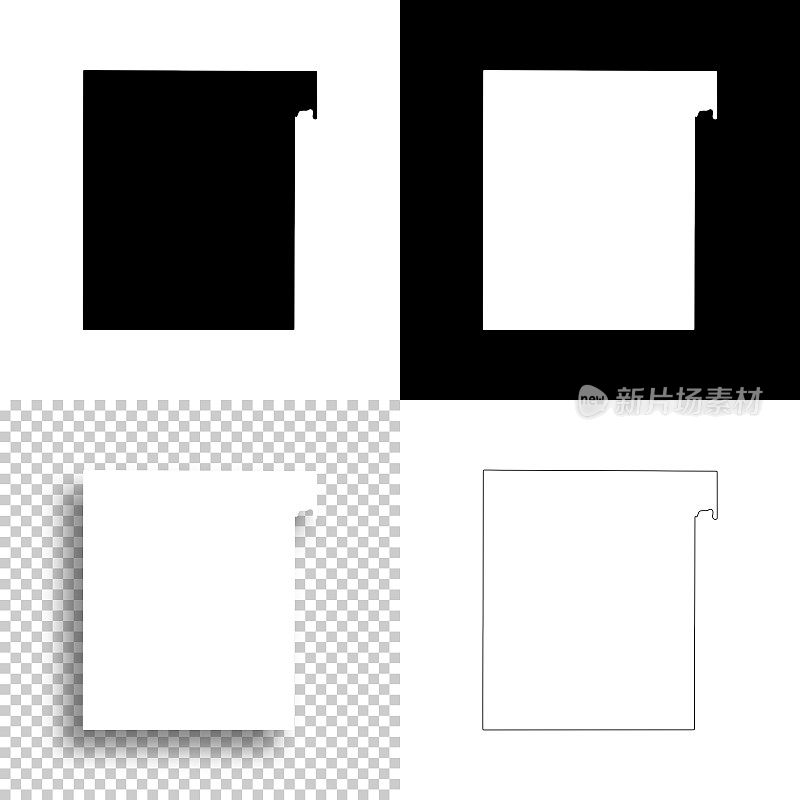 德克萨斯州的卡托县。设计地图。空白，白色和黑色背景