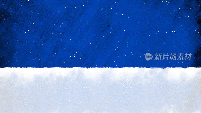 水平深宝蓝色的空白壁纸与纹理和小闪亮点或星星或雪在空间的夜空和模糊的白色雪边在底部边缘的复制空间在下雪的背景