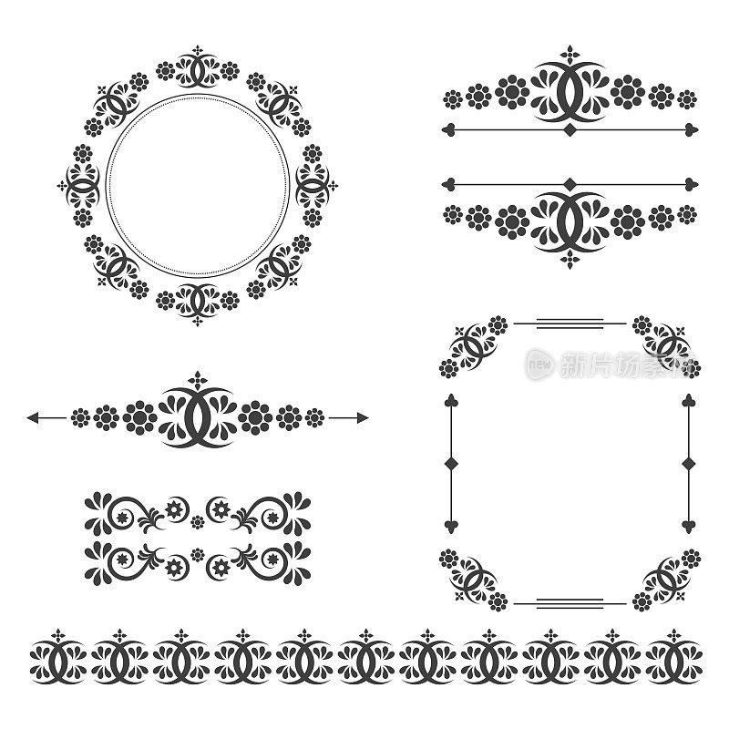 装饰复古框架和边界矢量设计