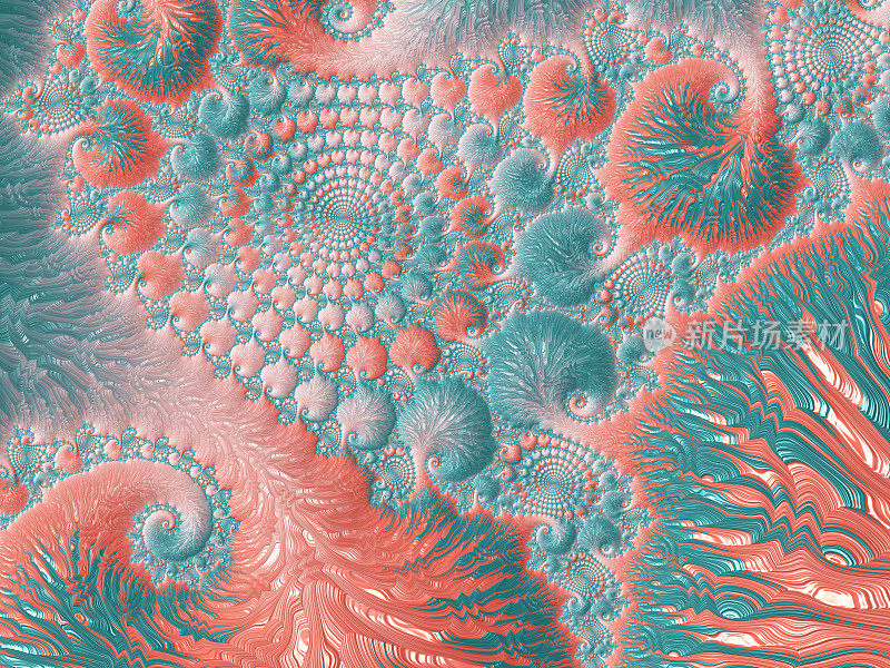 活珊瑚礁抽象五彩海漩涡图案新潮色彩分形美术
