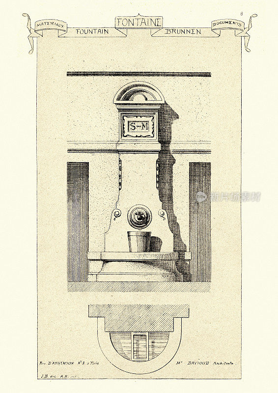法国新古典主义建筑，喷泉设计，巴黎，19世纪