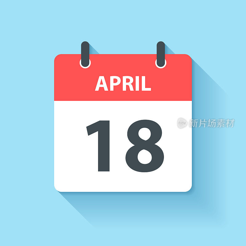 4月18日-日日历图标在平面设计风格