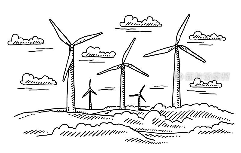 风力涡轮机景观图