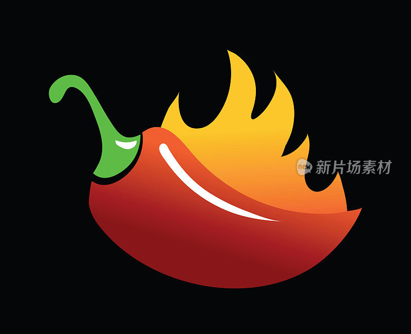 红辣椒辣椒热图标与火焰或火