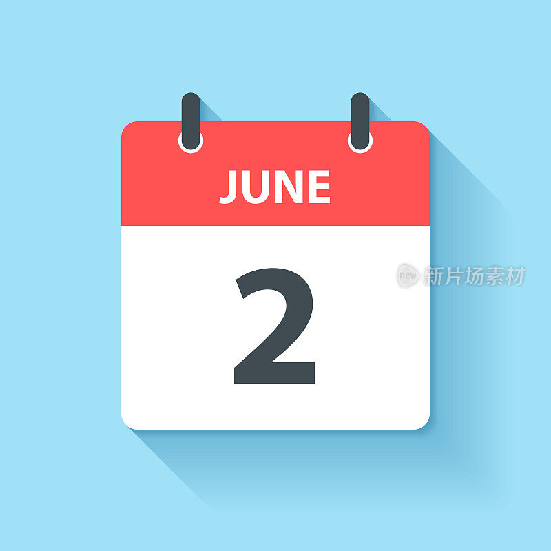 6月2日-日日历图标在平面设计风格