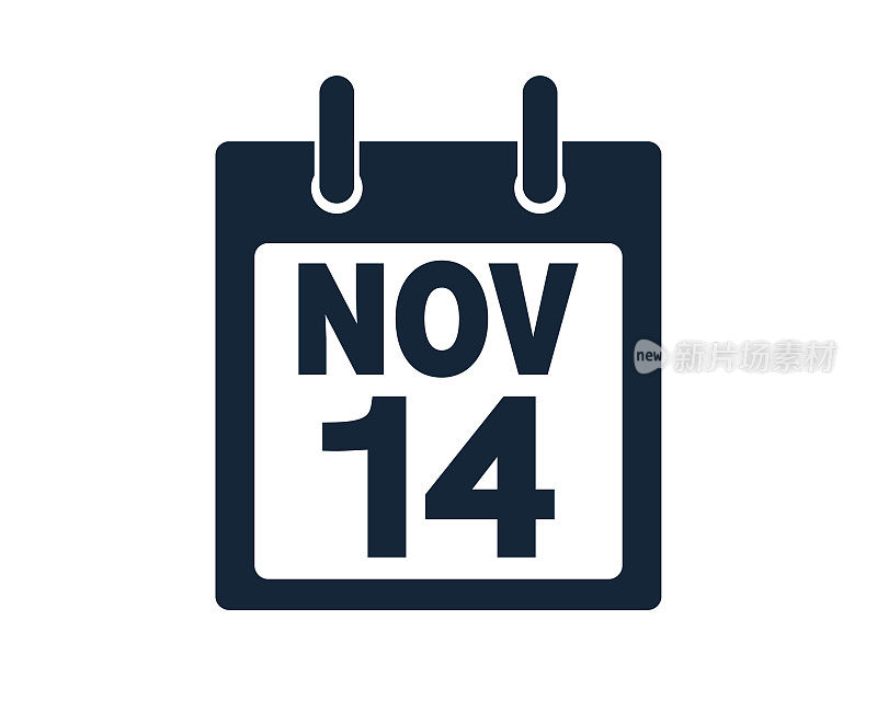 11月14日日历图标股票矢量插图