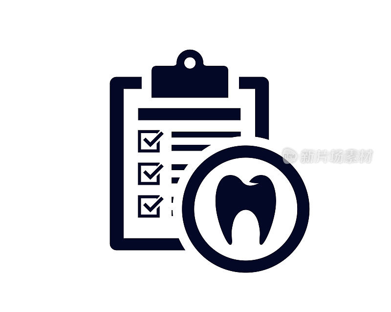 文件列表与勾检查标记的剪贴板与牙齿牙医-载体