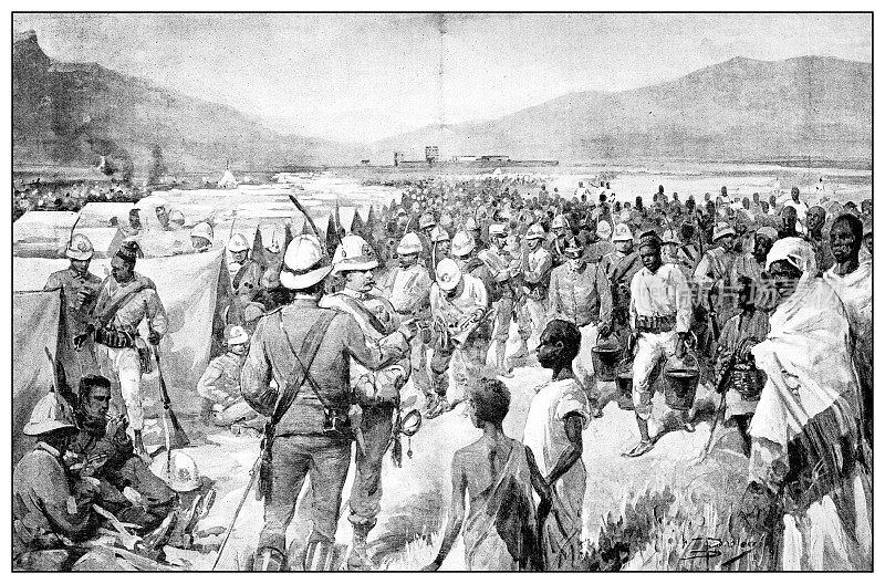 第一次意大利-埃塞俄比亚战争(1895-1896)的古董插图