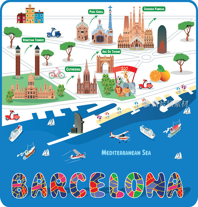 巴塞罗那旅游地图