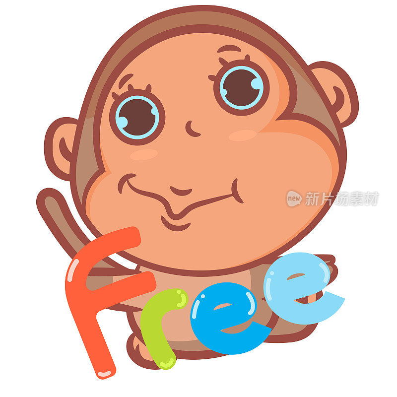 小棕色猴子卡通免费场景