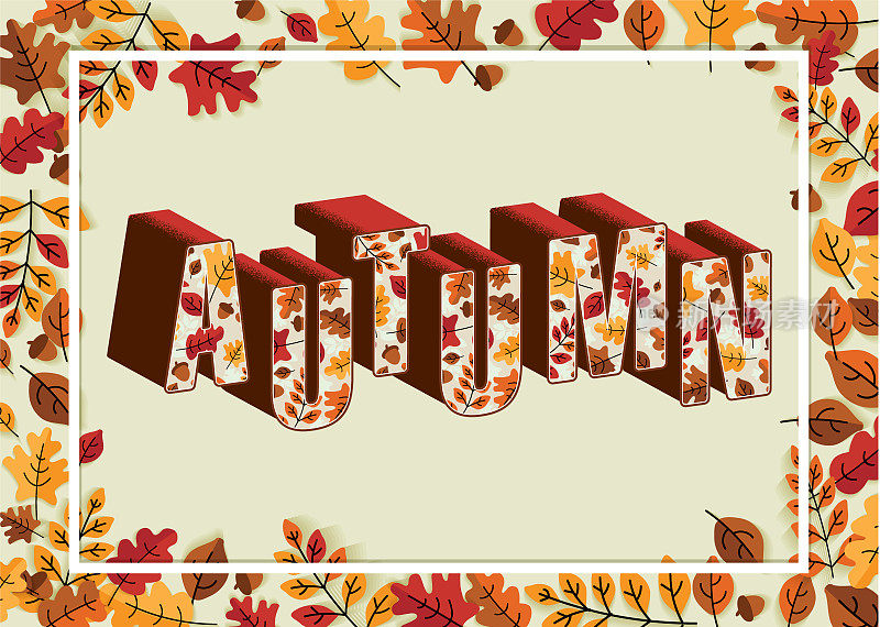 矢量插图的创意秋季旗帜与秋天的叶子