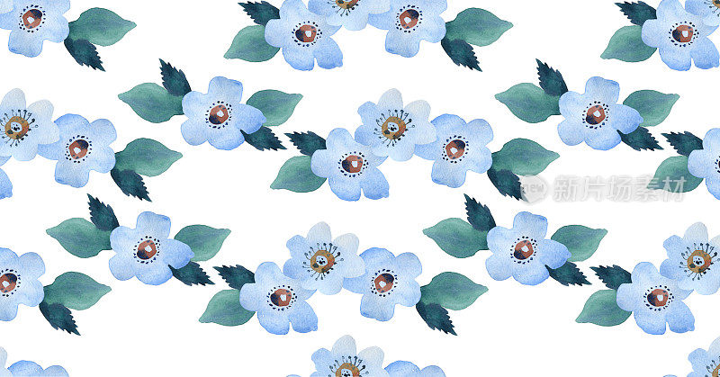 社交网络的背景是从上面看的水彩蓝色花朵