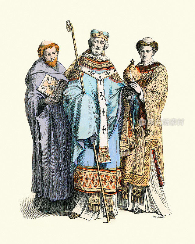 僧侣，西方主教，牧师11世纪的中世纪时尚