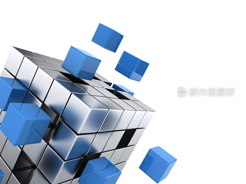 微型立方体组装到一个更大的立方体上