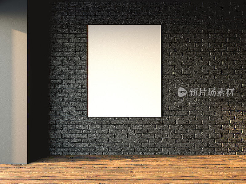 室内模型框架海报3d渲染
