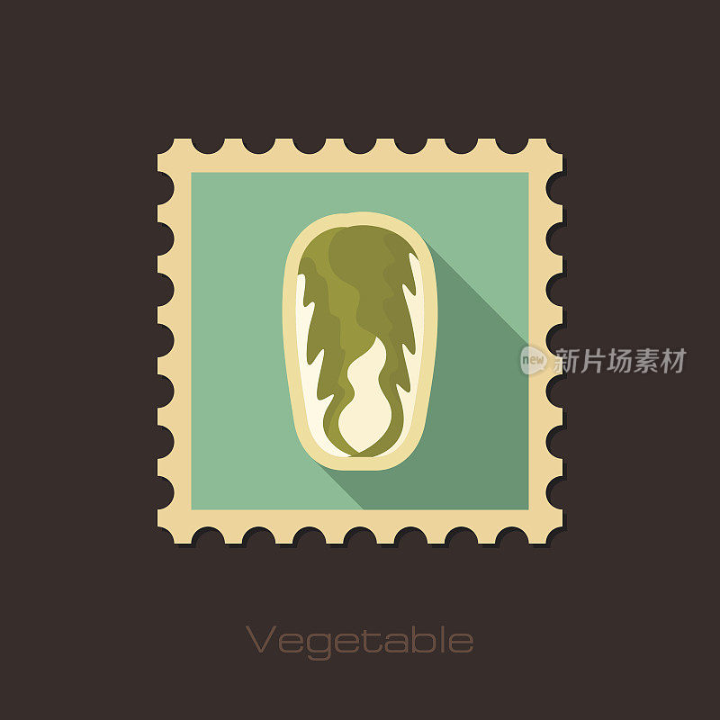 大白菜扁平邮票。蔬菜矢量