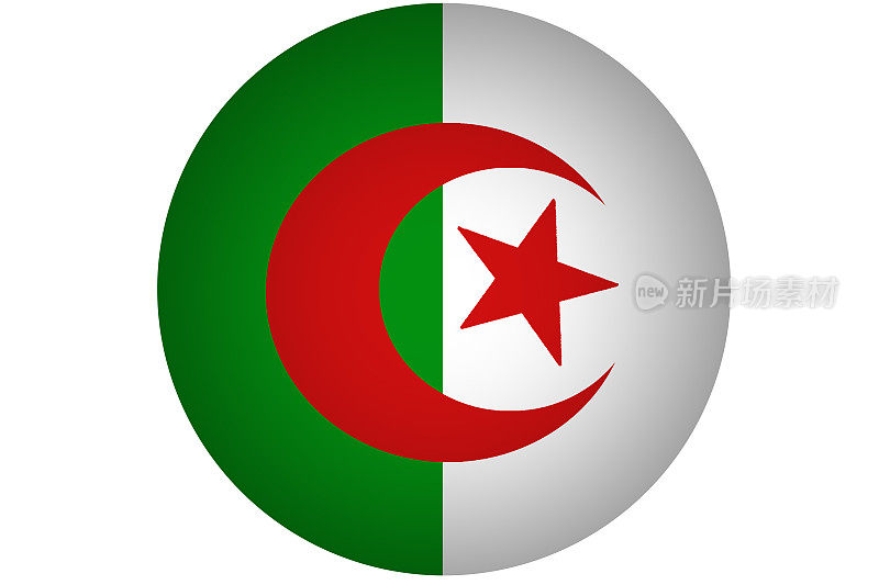 阿尔及利亚国旗3D插图垂直双色符号。