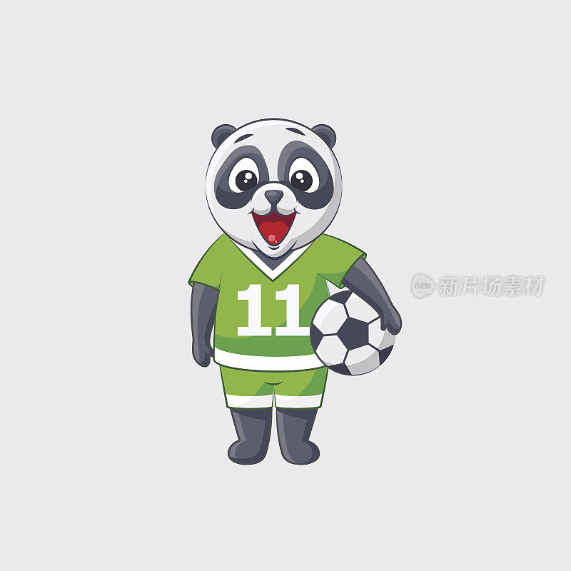 股票矢量插图贴纸表情符号表情符号孤立的插图字符踢球者熊猫足球运动员守门员前锋后卫