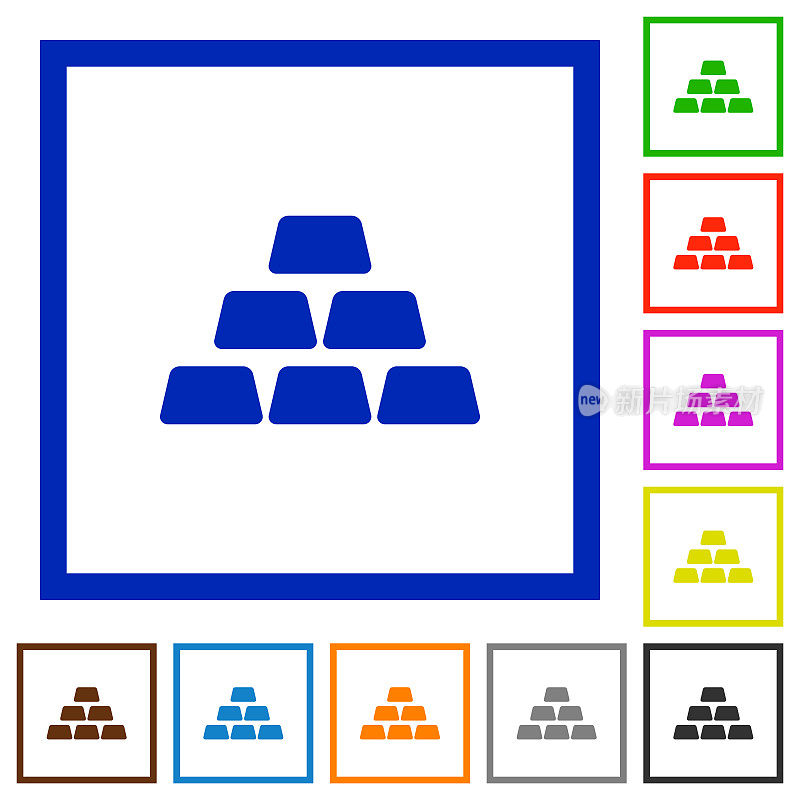 堆叠的金条扁平框架图标