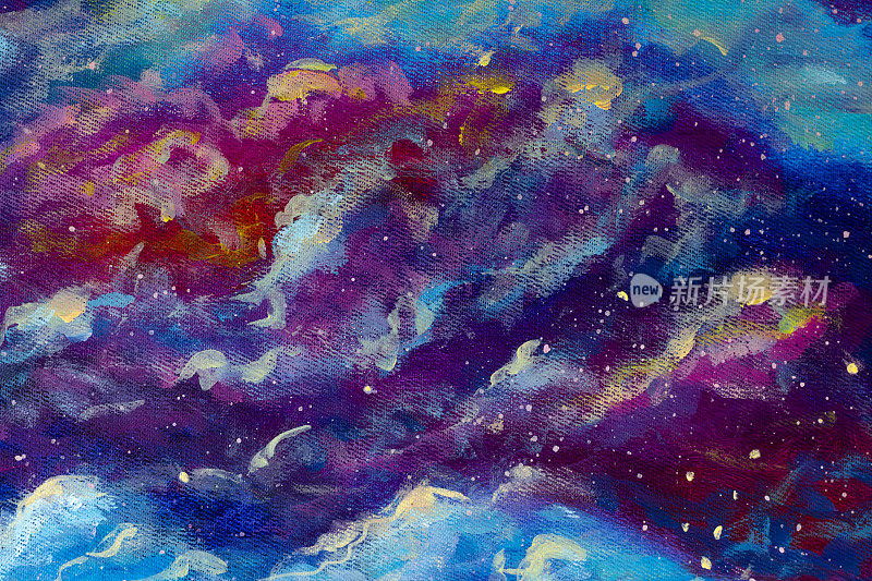 宇宙蓝紫云在宇宙抽象画背景插图