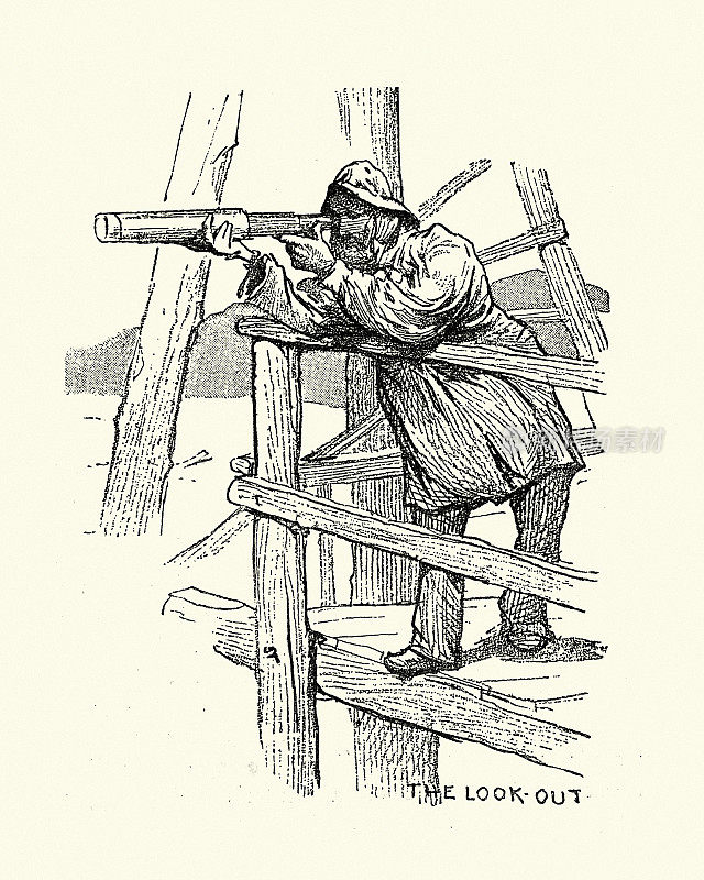 19世纪维多利亚时代，海岸警卫队在海上监视着遇到麻烦的人
