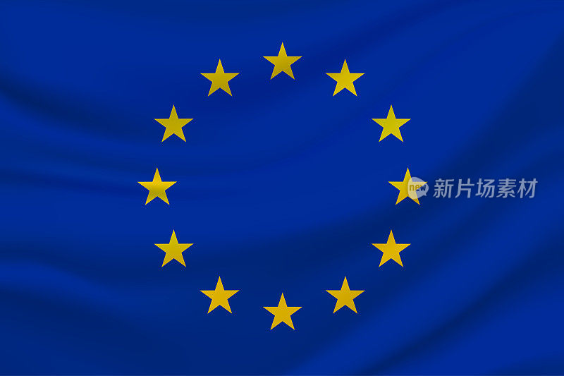 欧盟旗帜，欧洲旗帜。向量
