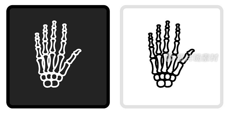 骷髅手图标上的黑色按钮与白色翻转