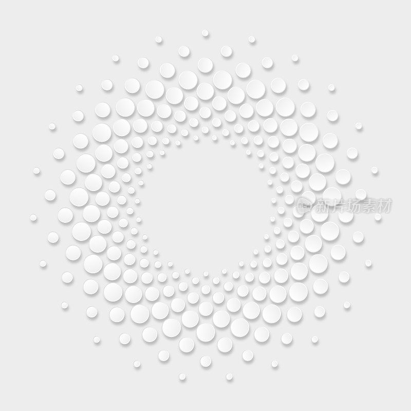 3D圆圈在漩涡图案周围复制空间，在灰色上