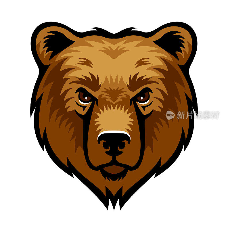 棕熊头标志。吉祥物的创意设计。