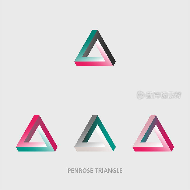 颜色梯度彭罗斯三角形图案集合