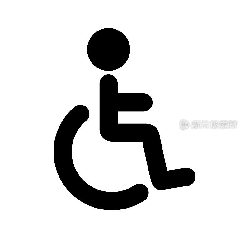 轮椅图标。Wheelchair-only停车标志。向量。