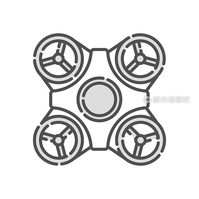 矢量插图飞行汽车，飞行驾驶室。鸟瞰。