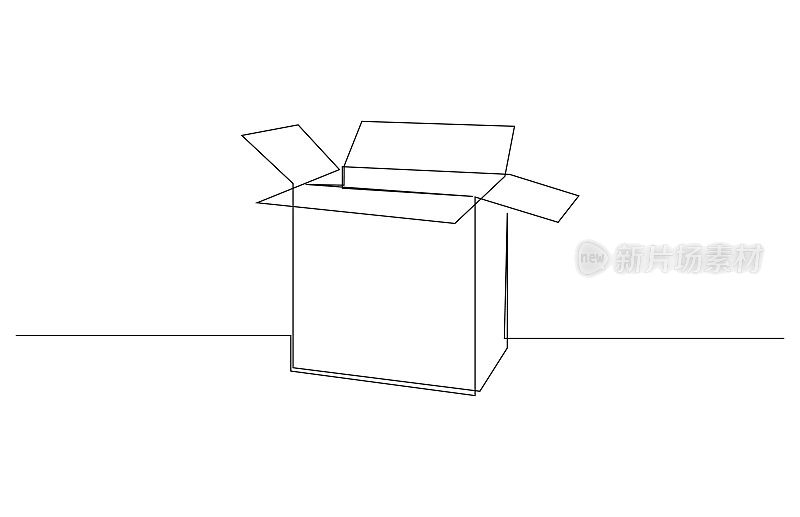 用一条连续的线在白色背景上画的纸盒。一行。矢量插图。