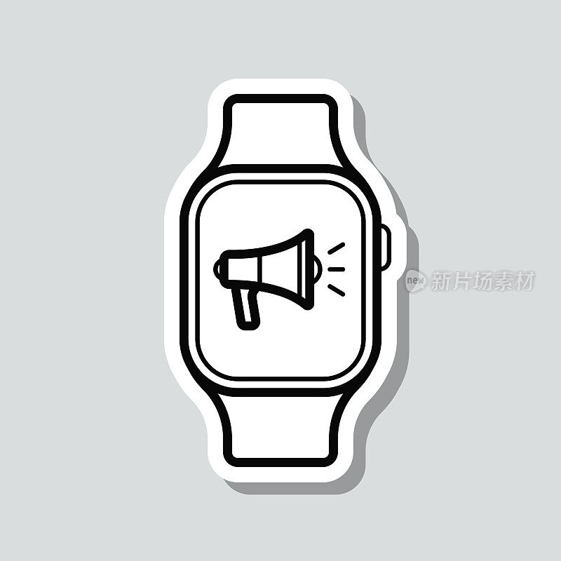 Smartwatch扩音器。图标贴纸在灰色背景