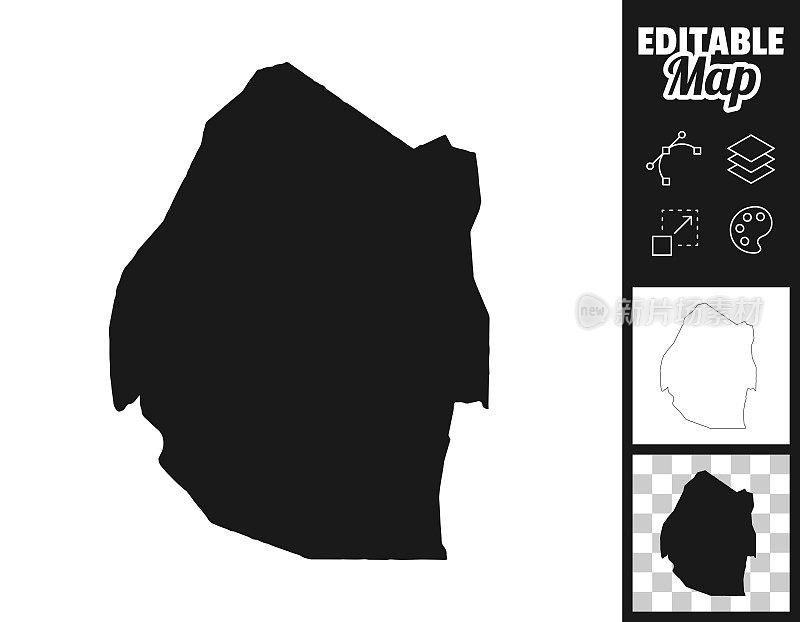 设计用的斯瓦蒂尼地图。轻松地编辑