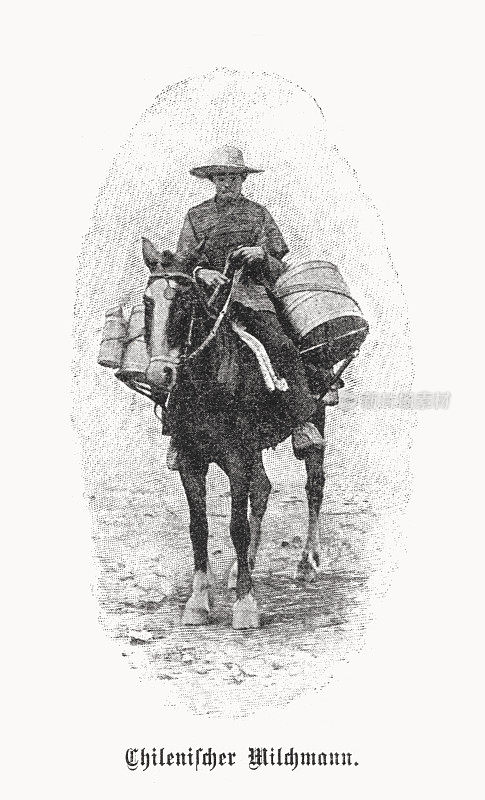 过去的智利送奶工，半色调印刷，1899年出版