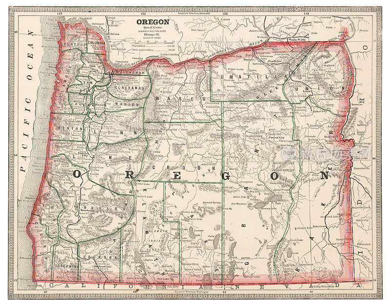 1883年美国俄勒冈州地图