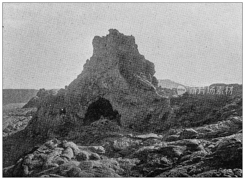 仿古图片:Réunion岛上的皮顿德拉富尔奈斯火山，岩层