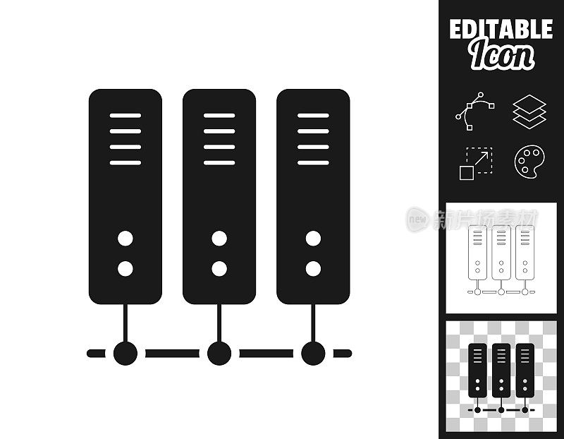 电脑服务器。图标设计。轻松地编辑