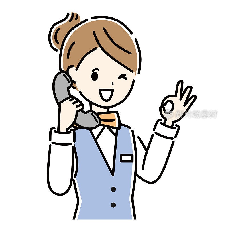 在打电话时能做一个好手势的接线员。