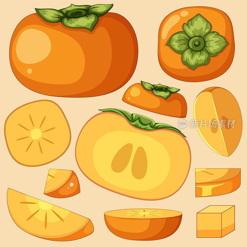 橘色背景上的柿子