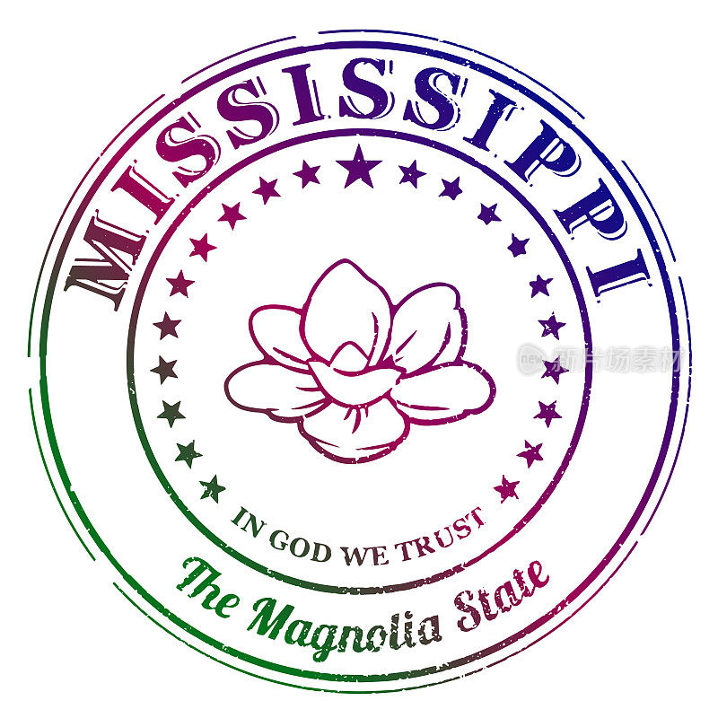 密西西比州旗帜旅行邮票