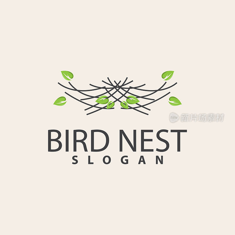 鸟巢标志，鸟屋庇护所矢量，现代线条设计极简风格，符号模板图标