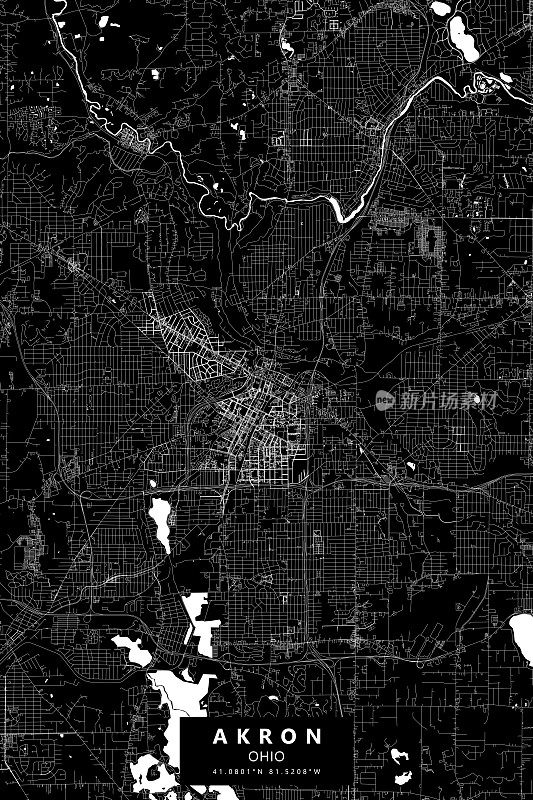 阿克伦，俄亥俄州，美国矢量地图