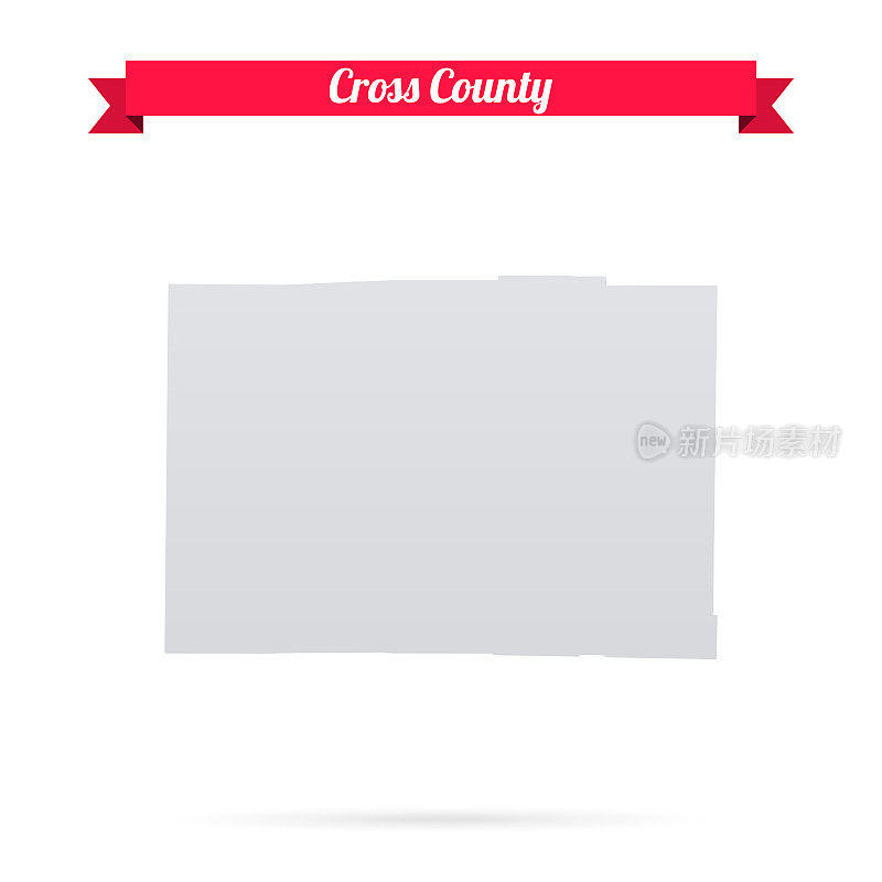 阿肯色州的克罗斯县。白底红旗地图