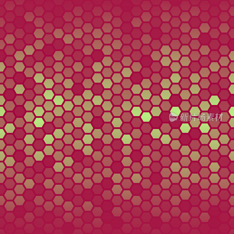 抽象几何背景-六角形马赛克与红色梯度